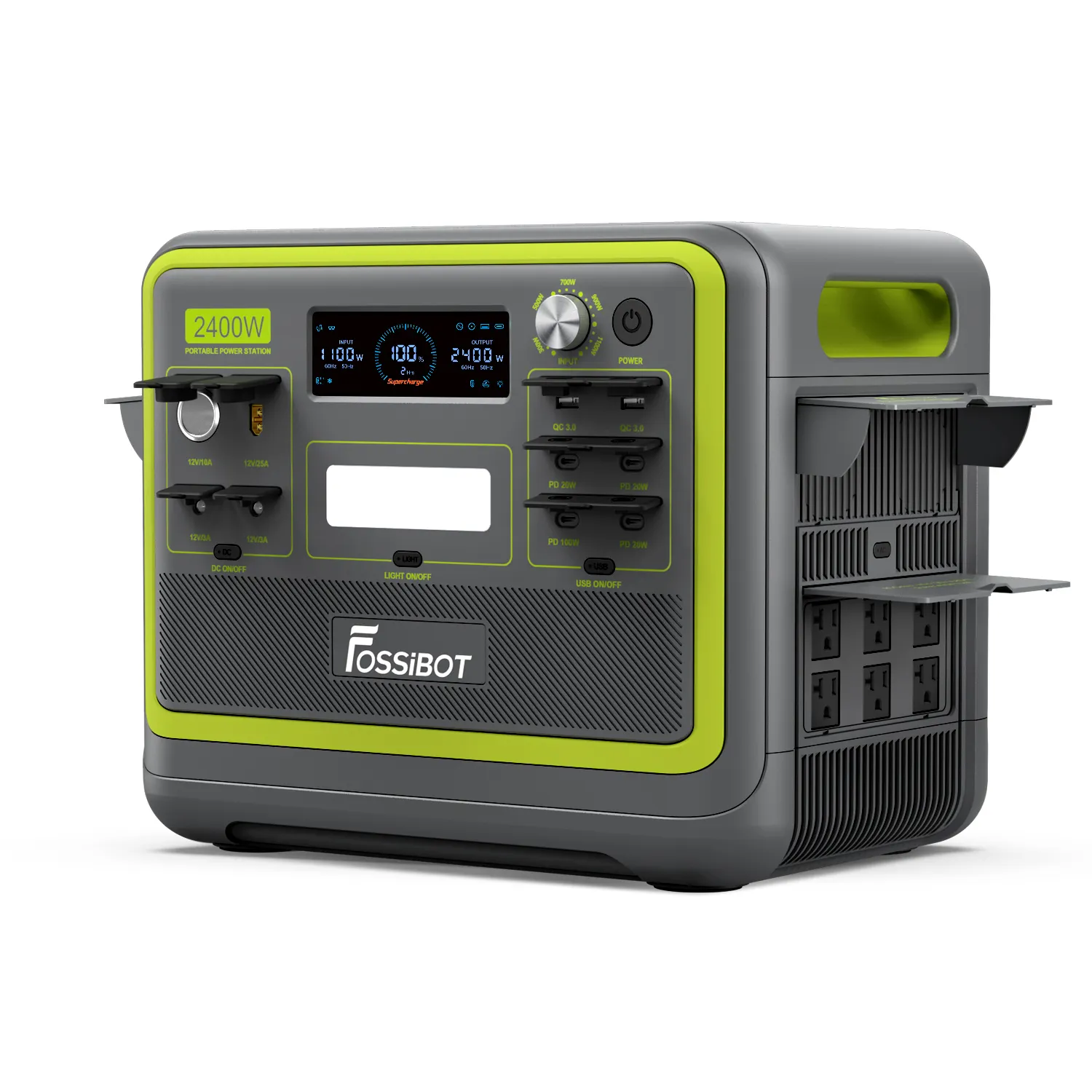 Fossibot F2400 Power Station 2400W LiFePO4 Battery Portable Power Station System Solar 2048Wh Surge Power 1200W Car Charger