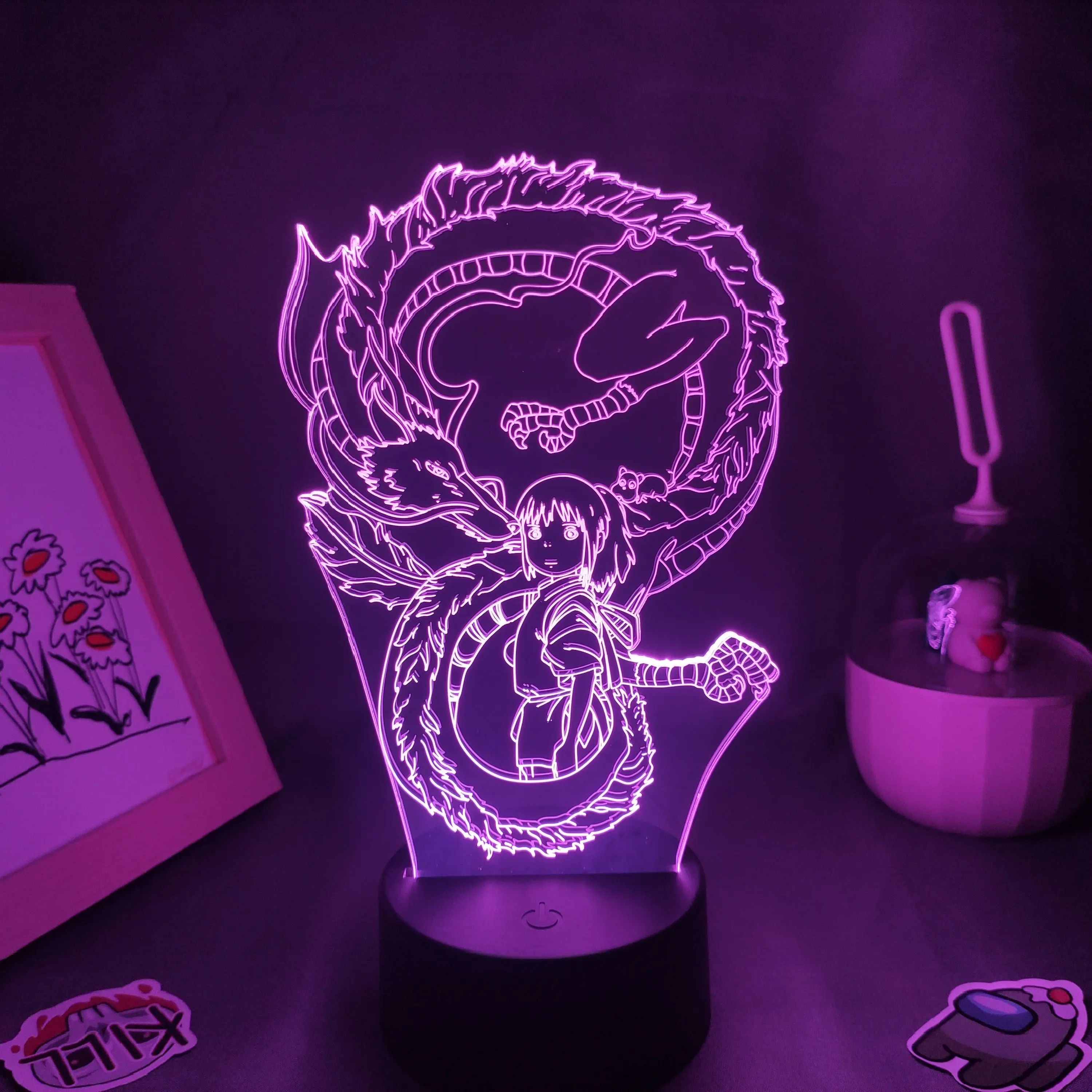 Anime Spirited Away White Dragon 3D Lampen Cool Cadeaus Voor Vrienden 3D Lava Lamp Manga Afstandsbediening 16 Kleuren 3D led Lamp