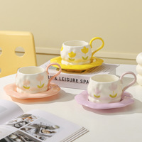 Ensemble tasse à café et soucoupe en céramique peinte à la main, design haut de gamme, mug créatif, tasse à thé de l'après-midi, compatible micro-ondes et lave-vaisselle