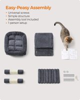 Arbre à chat Starmoon, tour pour chat, condo en peluche pour chats de grande taille jusqu'à 7,2 kg, griffoir, gris foncé
