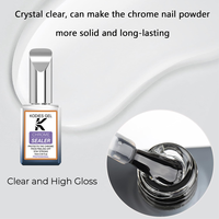 Vernis à ongles en gel chromé avec logo personnalisé, finition sans essuyage, scellant semi-permanent UV/LED, couche de finition OEM en poudre chromée pour ongles