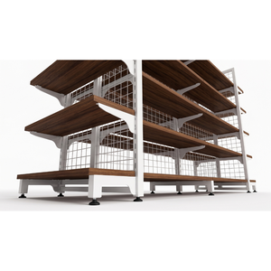 Metal Frame Knock-down <b>Heavy</b> <b>Duty</b> Double-sided Freestanding Adjustable Cold-rolled Steel & Wood Wooden Tiers Rack From Vietnam - Product Image 1
