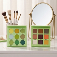 Palette de fards à paupières K-pop scintillants 9 couleurs vert pomme tons froids, personnalisable avec logo, palette de fards à paupières mats colorés, marque privée