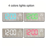 Horloge murale numérique électronique LED décorative de grande taille avec alarme, affichage de la date, de la température et du jour de la semaine, luminosité réglable, pour table/bureau, chambre, bureau, OEM