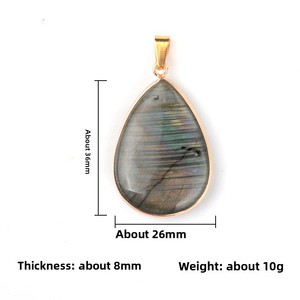 Pendentif goutte d'<span class=keywords><strong>eau</strong></span> en labradorite polie avec bordure en cuivre, collier goutte d'<span class=keywords><strong>eau</strong></span> en pierre de lune grise semi-<span class=keywords><strong>précieuse</strong></span>, vente en gros - Product Image 5