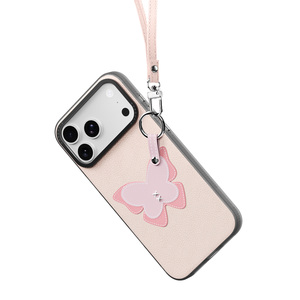 Étui de téléphone en cuir PU de style anneau Foe DUX LUVY Series pour iPhone 18 Pro / 17 Pro avec anneau rotatif en métal et cadre en aluminium - Product Image 1