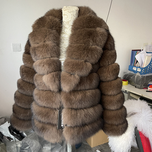 Cappotto Invernale Corto di Alta Gamma per <span class=keywords><strong>Donna</strong></span>, Elegante con Collo in Pelliccia di Volpe e Zibellino, Monopetto, <span class=keywords><strong>Trench</strong></span> Tinto, Caldo - Product Image 3