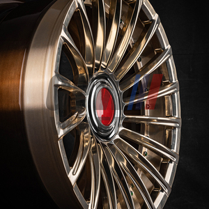 Straight <b>Spoke</b> Three Piece 6061-T6 Forged Alloy <b>Wheel</b> With Floating Center Hub Cap Custom Metallic Finish Universal Fit - Product Image 5