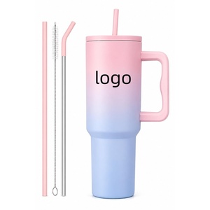 40oz Tumbler With Handle Modern Travel Mug Mint Green <b>Coffee</b> Cup OEM Custom Logo Insulated Tumbler Stainless Steel Water <b>Bottles</b> - Product Image 1