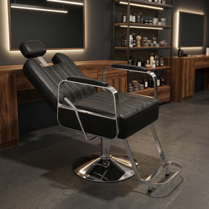 Vente flash - Mobilier de salon de haute qualité - Fauteuil de barbier inclinable en cuir synthétique avec un design moderne et une livraison rapide pour salon de coiffure - Product Image 4