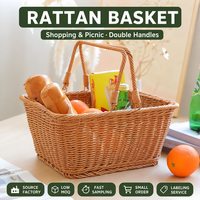 XL Hot Selling Geweven Kunststof Rattan Keuken Opbergmand voor Brood, Fruit, Groenten & Eieren met Handvat - Modern Eenvoudig Design