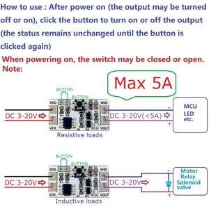 Interrupteur électronique bistable autobloquant DC 3.3V 5V 12V pour Arduiuo MEGA2560 ESP32 <span class=keywords><strong>ESP8266</strong></span> LED Moteur - Product Image 2
