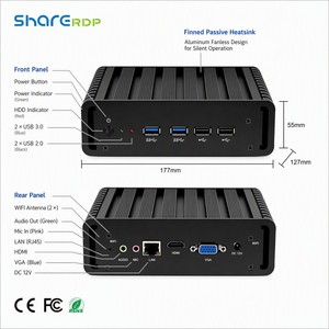 Mini <span class=keywords><strong>PC</strong></span> industriel sans ventilateur Sharerdp OEM ODM Core I3 11e génération, double écran VGA RJ45 LAN en aluminium pour poste de travail de bureau - Product Image 2