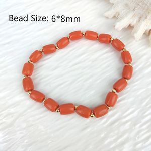 Collana Girocollo da Donna con Perline a Cilindro a Forma di Barile in Pietra Naturale e Perle in <span class=keywords><strong>Oro</strong></span> 18k Gioielli per la Clavicola in Corallo Arancione e Rosa all'Ingrosso - Product Image 6