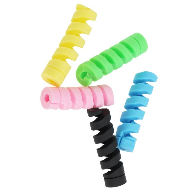 Spiral Cable Protector Data Line Silicone Bobbin Winder Protective for iPhone Samsung Android USB Charging Earphone Case Cover