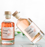 Botol Kaca Mini Miniatur 50ml 100ml 200ml untuk Jus, Anggur, Minuman Keras, Wiski, Vodka Grosir