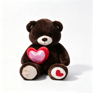 Oso de peluche marrón oscuro personalizado, oso de peluche con corazón, oso marrón con corazón de peluche, oso de peluche con corazón de amor - Product Image 2