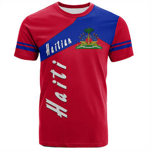 Camiseta Deportiva Personalizada con Estampado Completo de la Bandera de Haití, Jersey de Fútbol de la Federación Haitiana, Sublimación, Cuello Redondo, Manga Corta, Alta Elasticidad para Hombre - Product Image 5