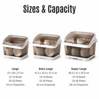 Armoire de séchage de vaisselle transparente avec couvercle bol assiette support de rangement PP plateau de vidange porte-baguettes cuisine anti-poussière