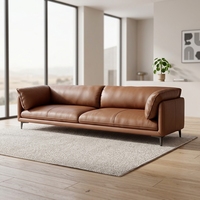 Canapé d'angle moderne en cuir véritable à trois places, style nordique, pour salon d'appartement, idéal pour entrepôt - Technologie italienne simple