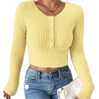 Hochwertige Frauen Faux Nerz Haar Pullover mit Rundhals ausschnitt Anpassen Logo Langarm für Frauen