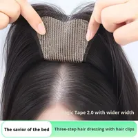 LLBeauty Perruque à franges indiennes pour femme, extension de cheveux synthétiques mélangés à l'humain, lisses, volumineux, sans couture, haute qualité pour tulle