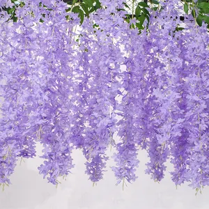 Promessa de seda artificiais wisteria flores de videira casa casamento flor para venda