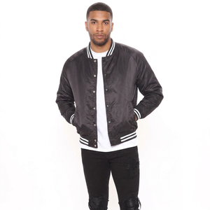 Chaqueta de Béisbol Varsity de Satén Tejido Impermeable Hecha a Medida para Hombre, Invierno - Product Image 1