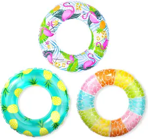 Custom Eco-Friendly PVC Inflatable Flamingo Pineapple Fruit Swim Ring Tube for Kids Adults Pool Accessories for Summer Fun!