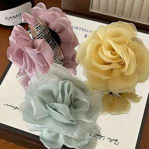 Pinza de Pelo de Alta Gama con Diseño de Flor de Camelia, Estilo Dulce, Accesorio de Acetato para Niñas, Venta al por Mayor DZ - Product Image 3