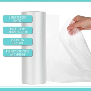 10" X 15" Plastic Unprinted Produce <b>Bag</b> on a Roll, <b>Bread</b> and Grocery Clear <b>Bag</b>, 450 <b>Bags</b> - Product Image 2