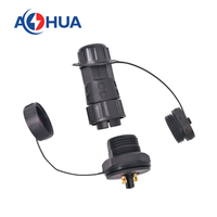 AHUA 2Pin Assembly Male Female Circle Cable Connector 15A DC Power Plug M16 Wire to Wire Docking Waterproof IP68 Jack/Joint