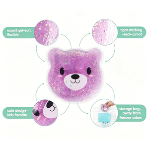 Compresa de Gel Frío/Calor en Forma de Oso de Cartón Suave para Golpes y Fiebre, Terapia de Frío/Calor para Niños Pequeños y Niños - Product Image 3