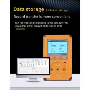 KJYXAWQQ เครื่องตรวจจับก๊าซหลายชนิดแบบพกพา O2 H2S CO EX พร้อมสัญญาณเตือน กันน้ำ เซ็นเซอร์อินฟราเรดแบบอิเล็กโทรเคมี - Product Image 5