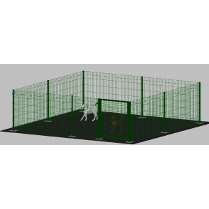 Enclos modulaire pour chien de style simple 400x400x142cm en fer galvanisé et peint en vert avec poteaux boulonnés - pour plateau en acier - Product Image 1