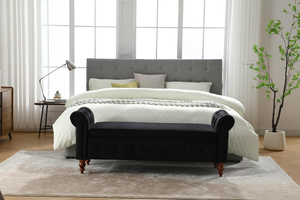 Banc de rangement moderne de luxe contemporain en bois massif avec pieds en forme de gourde, en tissu velours, pour chambre, appartement, entrée, villa, avec accoudoirs TOSEE - Product Image 5