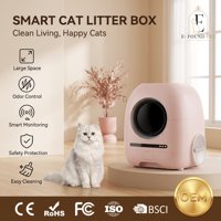 Bac à litière pour chat automatique intelligent à nettoyage automatique, contrôle par application, élimination des odeurs, bac à déchets de 12 L, rond, rose, en plastique ABS, pour plusieurs chats, pour animaux de compagnie d'intérieur