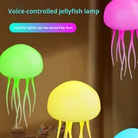 Nouvelle Lampe Méduse Créative Intelligente à Commande Vocale, Tentacules Flottants Dynamiques, LED Nuit Éblouissante pour Chambre à Coucher, en Verre