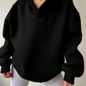 Sweat-shirt à capuche ample en polaire brodé avec logo, coupe décontractée, en polyester/coton, pour femme, idéal pour l'automne – Vente en gros - Product Image 3
