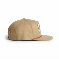 Topi Baseball Tali 5 Panel Snapback Vintage Pinggiran Datar Bahan Twill Bordir Patch Khaki Pria Wanita Outdoor Streetwear