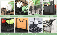Panier d'égouttage à 2 étages en acier inoxydable The Best Chine Support pour le séchage de la vaisselle et de l'évier Vente en gros Support en acier avec porte-gobelet à couverts
