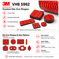 Оригинальная клейкая лента 3M 5962 VHB, 3 м, 5 м, 33 м, черная, из акриловой пены, для поверхностей с порошковым покрытием