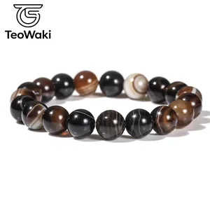 TeoWaki Gelang Elastis Manik-manik Batu Permata Alami Bulat Halus Pilihan Warna Beragam Perhiasan Fashion Dapat Ditumpuk Hadiah Liburan 19Cm - Product Image 4