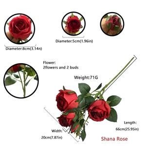 Wholesale <strong>Shana</strong> Rose Silk Flowers 66cm 8cm 5cm Heads 71g Multi Color for Wedding Home and Outdoor Decoration - Product Image 5