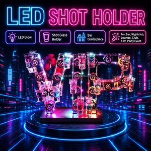 Support à shots LED VIP, plateau à shots en métal avec 12 verres à shots pour service VIP en boîte de nuit, bar, présentation de fête - Product Image 4
