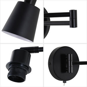 Nouvelle lampe murale LED nordique minimaliste en fer, rotative à 360 degrés et à intensité variable, pour chambre à coucher, style célébrité internet - Product Image 5