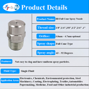 YS高品质全锥形1/4 “3/8” 实心金属不锈钢喷嘴304 316粉尘控制新条件 - Product Image 5