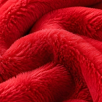 Jeté de lit de luxe rouge en fausse fourrure de lapin sculptée en 3D, double couche, épais et chaud, jacquard de Noël, peluche d'hiver, cadeau