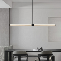 Lampe suspendue longue et moderne, abat-jour en verre, corps en aluminium, luminaire de salon, lustre linéaire LED, 3000K blanc chaud, 50000