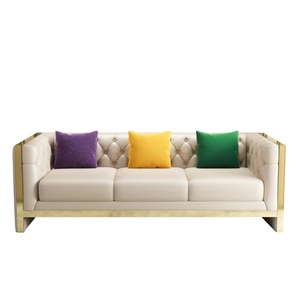 Sectionnel canapé en cuir 3 2 1 de luxe ensemble moderne prix pour salon - Product Image 5